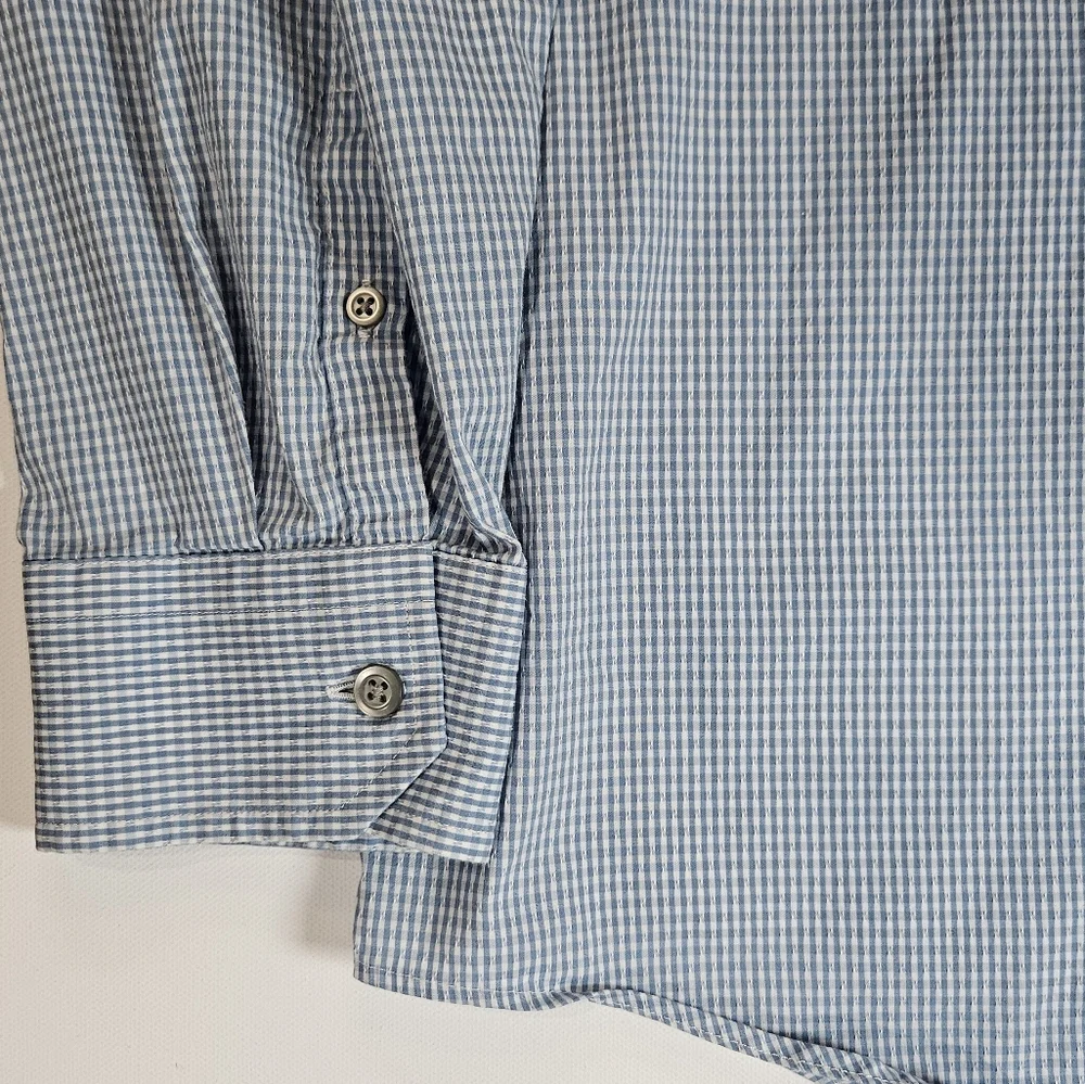 Banana Republic Dress Shirt Mens 17/17.5 Blue White Slim Fit Office Career‎ Wear